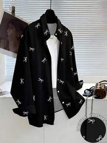 Camiseta holgada de manga larga de unicolor con un solo pecho para mujer - Multicolor - Ver 1