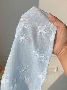 Camiseta sin mangas casual con volantes bordados para mujer - Azul - Ver 7