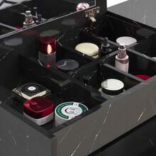 Vanity Dressing Table With Flip Mirror Stool Multifunctional Bedroom Desk - Black Marble Dressing Table - View 4