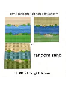 10"X10" Classic Base Plate, 32x32 Dots Ocean Base Plate, Straight Plate, Curved Plate, River Base Plate, Building Brick Baseplate Set, DIY Construction Blocks - Multicolor - View 4