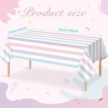 1 pieza Mantel de plástico con diseño de helado de colores para decoración de fiesta, suministros de fiesta de cumpleaños con helado, mantel rectangular desechable con forma de rosquilla adecuado para niños, niñas, fiesta temática de postres, baby shower - multicolor - Ver 8