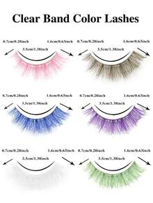 7 Pairs Colored Lashes White Color Eyelashes Russian Strip Lashes With Color Wispy Faux Mink Lashes Fluffy Long False Eyelashes Colored Eye Lashes Reusable Color Lashes Strips - Multicolor - View 5