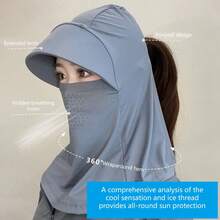 UPF 50+ Wide Brim Ice Silk UV Protection Sports Balaclava Hat. Women's Outdoor Breathable Sun Protection Hat, Full Face & Neck Coverage, Ice Silk Material, Summer Sun Protection Gift For Girlfriend And Mom - Universal Size - View 6