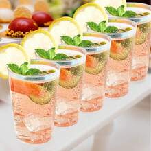 20pcs 7oz/200ml Silver Rimmed Disposable Clear Plastic Cups - Durable Crystal Tumblers For Weddings And Parties, Reusable - Silver - View 6