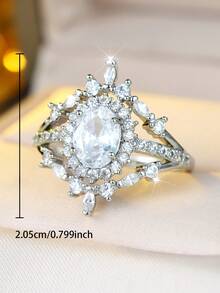 A Delicate Egg-Shaped Cubic Zirconia Ring, A Stylish Women's Wedding Ring, A Must-Have Jewelry Gift For Wedding Season, And An Engagement Ring - Ring - View 5