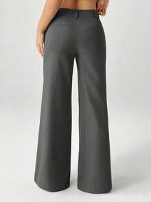 Nuevos pantalones de traje de estilo casual de cintura baja para otoño e invierno - Gris - Ver 2
