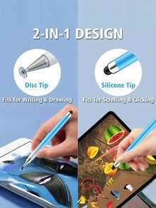 Dual-Tip Touch Pen - Gradient Color, Suitable For Smartphones & Tablets, Built-In Stand, Great For Artists And Creative Professionals - Multicolor - View 4
