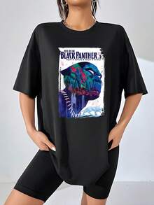 Figura heroica que simboliza fuerza y esperanza con colores vibrantes que evocan unidad y valentía en un fondo artístico moderno camiseta de mujer  cómoda y versátil ideal para uso diario y ocasiones informales - Negro - Ver 6