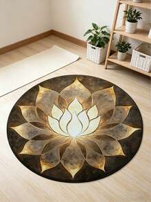 1pc Gold Lotus Flower Doormat, Decorative Carpet, Bedroom Decor, Small Rug, Carpet, Home Decor, Living Room Carpet, Small Living Room Rug, Bedroom Rug, Living Room Home Decor, Outdoor Rug, Washable Carpet, Graduation Gift - Multicolor - View 2