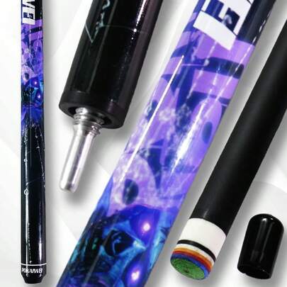 20oz Black Carbon Shaft Pool Cue, Zombie Spider Design, 1/2 Cue, Durable, Purple Hiphop Style, 13mm Rainbow Leather Tip, Suitable For And Snooker Tables, Gift For Pool Enthusiasts