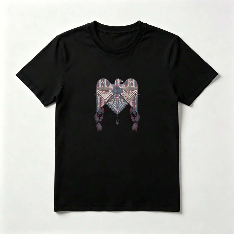 Playera Gráfica con Estampado de Personajes Lindos Negra de Algodón Suave - Negro - Ver 1
