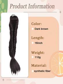 16 Inch Synthetic Fishbone Ponytail Wig, Women's Braided Clip On Ponytail, Suitable For Daily Party Wear - Multicolor - View 2