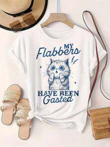 Women's Vintage Style Short Sleeve Casual T-Shirt - "My Flabbers Have Been Gasted" Cat Design, Round Neck, Summer Top, Machine Washable, Women's T-Shirts, Casual Wear, Modern Style, Comfortable Fit

BlackFashion - 白色 - 查看 2