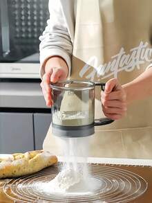1 cái rây bột cầm tay, rây bột hình cốc dùng trong gia đình, rây bột cầm tay bán tự động, rây bột một lớp - Xám - Xem 2