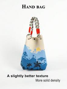 Bolso de cubo de gran capacidad con decoración de nudo de dibujos animados multicolor, bolso de mano elegante y multifuncional para viajes - Celeste - Ver 3