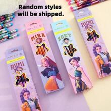 12 pièces/set Stylos marqueurs fluorescents double-pointe de dessin animé, cadeau pour filles, cadeau de haute valeur pour la rentrée scolaire/anniversaire/vacances [livraison aléatoire] - Multicolore - Voir 4