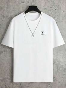 Men's Casual Short Sleeve Crew Neck Summer Print T-Shirt, Men's Urban Fashion T-Shirt, Drop Shoulder T-Shirt, Streetwear, Gifts For Boyfriends, Back To School, Graphic Tees, Back To School - 白色 - 查看 6