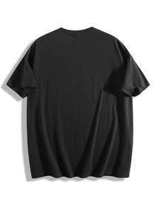 Camiseta de  con Estampado Floral Blanco, Casual, Transpirable, de Manga Corta, Cuello Redondo, Corte Holgado, Adecuada para Fiestas de Verano y Uso Diario.Diseño elegante con estampado floral. Camisa de tela suave. Blusas para mujer. - Negro - Ver 3