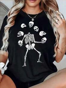 Women's T-Shirt With Balloon Print "I Make My Own Friends" - Fun And Original Design For Daily Wear - Casual And Comfortable Style - Ideal For Balloon Art Lovers And Independent Thinkers - Gothic Style - 黑色 - 查看 7