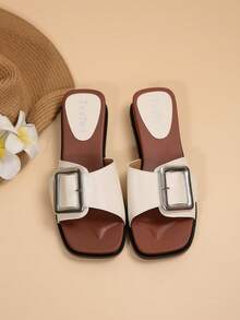 Summer New Leopard Print / Beige / Black Multi-Color Optional Outdoor Flat Slippers, Wedge Heels - White - View 2