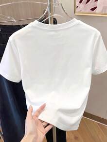 Women's Casual Shirt Print T-Shirt, Short Sleeve And Round Neck, Local Spring/Summer Urban Fashion. - Putih - View 2
