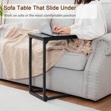 Rustic Brown C Shaped Side Table Metal Frame Sofa End Table For Small Spaces Bedroom Living Room Coffee Table UHET02CBR1 - Black 2 Set - View 4