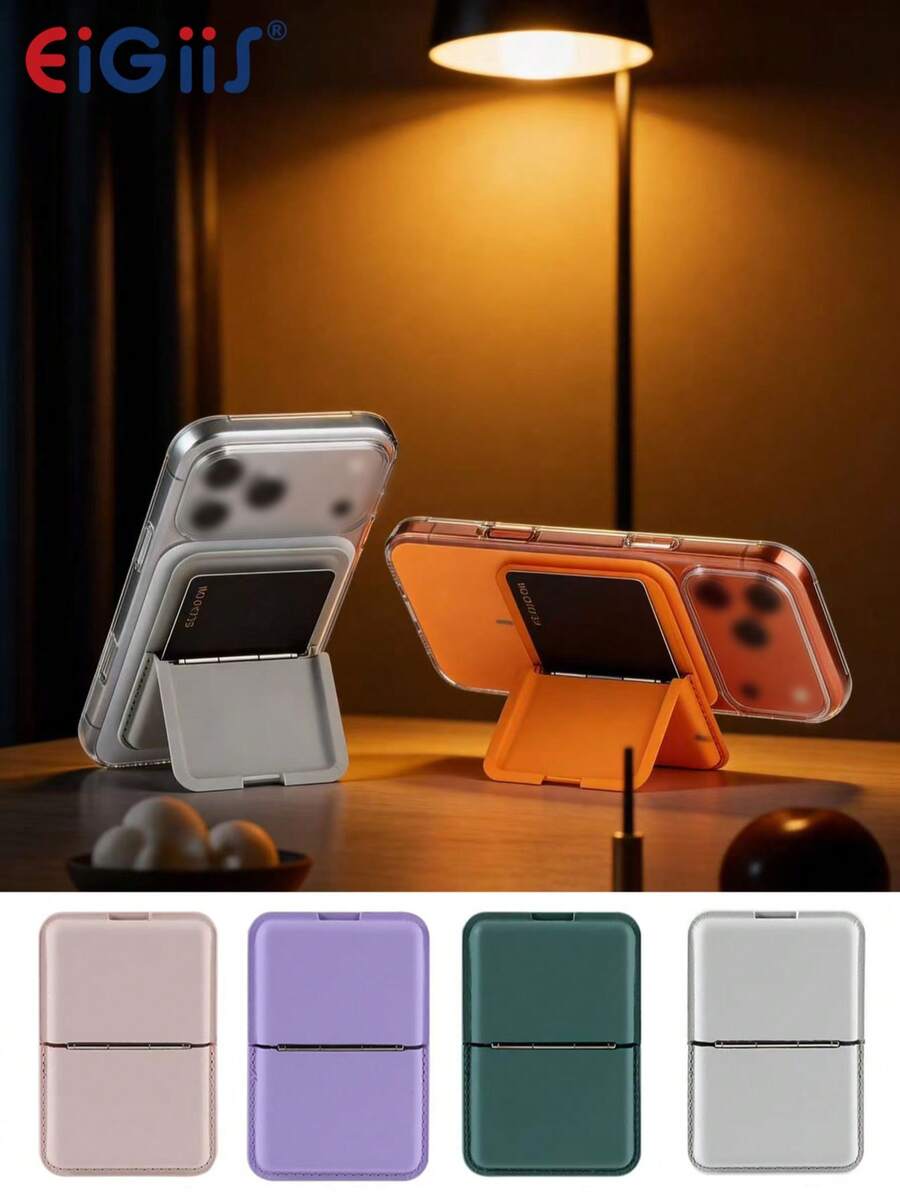 EIGIIS 1pc Magnetic Phone Card Holder, 3-Card Capacity, Flip Cover Design, Suitable For Daily Use, Modern Wallet Design, Durable Wallet Fits All Phones, Magnetic Phone Case - Multicolor - View 1