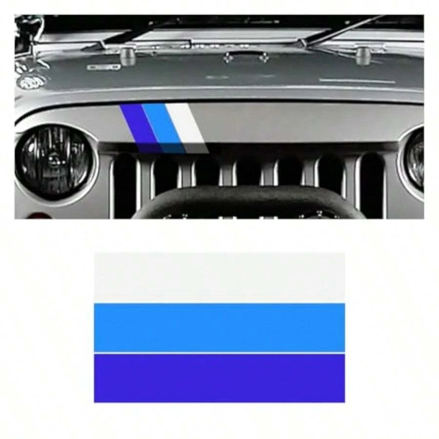 10 Inch Classic Retro Style Tri-Color Stripe Sticker Decal For Tacoma 4Runner Tundra Exterior Interior Decoration On Grille, Fender, Hood, Side Skirt, Bumper, Dashboard Vibrant Red-White-Blue Design - Màu xanh lam - Xem 1