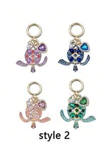 Crystal Turtle Keychain Pendant With Rhinestones, Pearl And Ocean Charms, Metal Alloy Keyring - Multicolor - View 10