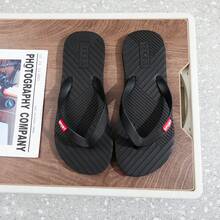 男士人字拖，高端防滑防臭人字拖凉鞋，时尚橡胶户外厚底沙滩拖鞋 - 黑色 - 查看 5