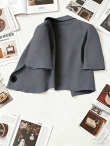 Chaqueta corta casual y de oficina para mujer - Gris - Ver 2