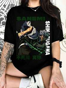 D-DemonSS S-SlayerS Wind Hashira Anime Graphic T-Shirt, Casual Top For Fans - Black - View 6