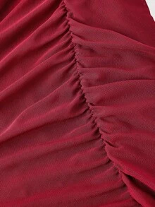 Vestido sin mangas con volantes asimétricos vintage para mujer - Burdeos - Ver 3