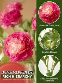 Artificial Peony And Rose Flowers, Non-Fading Plastic Floral Bouquet, Suitable For Home Decor, Living Room, Bedroom, Balcony, Tabletop, Floral Arrangement, Kitchen, Bathroom, Fireplace, Outdoor Decor, Lawn, Garden, Wedding Party, Scene Decoration, Bridal Bouquet, Valentine's Day, Birthday And Graduation Gifts - Peony Flower-purple - View 4