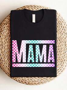 Retro Plaid Shirt For Moms, Perfect As A Mother's Day Gift. Stylish White T-Shirt For New Moms, Available In Sizes S To XXXXL For Casual Summer Wear For Women. - 黑色 - 查看 7