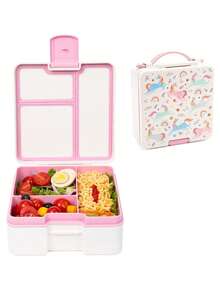 1 pieza Caja bento cuadrada de plástico con múltiples compartimentos, caja de almuerzo portátil, apta para microondas, reutilizable y fácil de limpiar, adecuada para frutas, verduras, preparación de comidas, viajes, campamentos, picnics, oficina, escuela - Multicolor - Ver 15