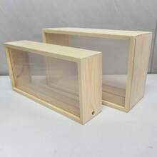 1pc Rectangular Wooden Double-Sided Acrylic Display Box, 3D Hollow Frame, With Polished Acrylic Surface, Dustproof Double-Layer Design, Suitable For DIY Photo Frames And Dried Flower Storage Display - Solid Wood Rectangle - View 4