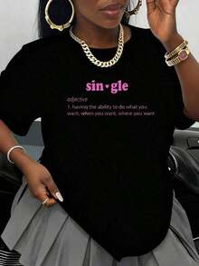 Fashion Printed T‑Shirts for Women, Oversized Streetwear Tops, Comfortable and Stylish All‑Match Summer TeesCamiseta Ligera para Mujer, Estampado de San Valentín, Cuello Redondo, Manga Corta, Casual, para Uso Diario y Salidas, Tas Grandes,  Algodón - Negro - Ver 5
