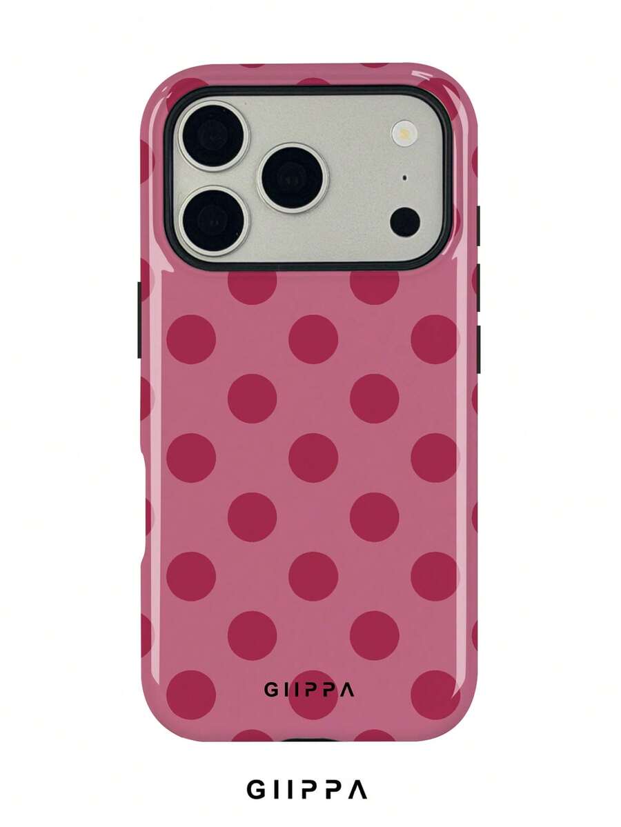 GIIPPA 1件裝清新玫瑰紅波點滿版印花設計手機殼,適用於Phone 17 Pro Max,相容Phone 16 Pro Max、15 Pro Max、14 Pro Max,韓系高端時尚趣味手機殼,相容11/12/13/14/15/16 Pro Max Plus,優雅設計男女皆宜,適合送給女友的復活節、婚禮季與生日完美禮物 - 多色1 - 查看 1