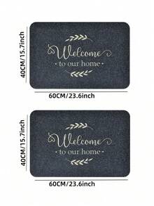 1 pieza Felpudo de entrada para el hogar bordado, alfombra antideslizante quitapolvos - Gris y negro - Ver 13
