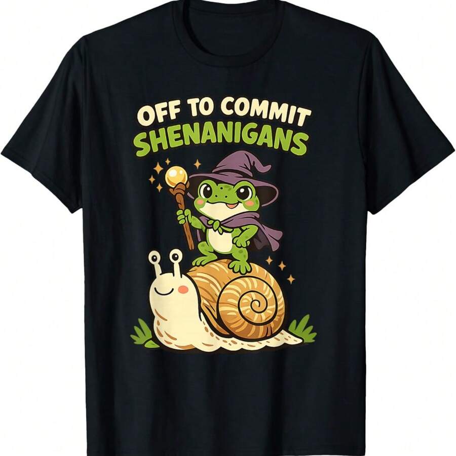 Off To Commit Shenanigans Funny Dark Fantasy Frog Kids Meme T-Shirt - Black - View 1