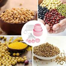 Bộ 8 món cốc và thìa đong, thiết kế xếp chồng và lồng vào nhau, tay cầm bằng thép không gỉ, thích hợp cho dụng cụ nhà bếp nấu nướng và làm bánh. - Hồng - Xem 5
