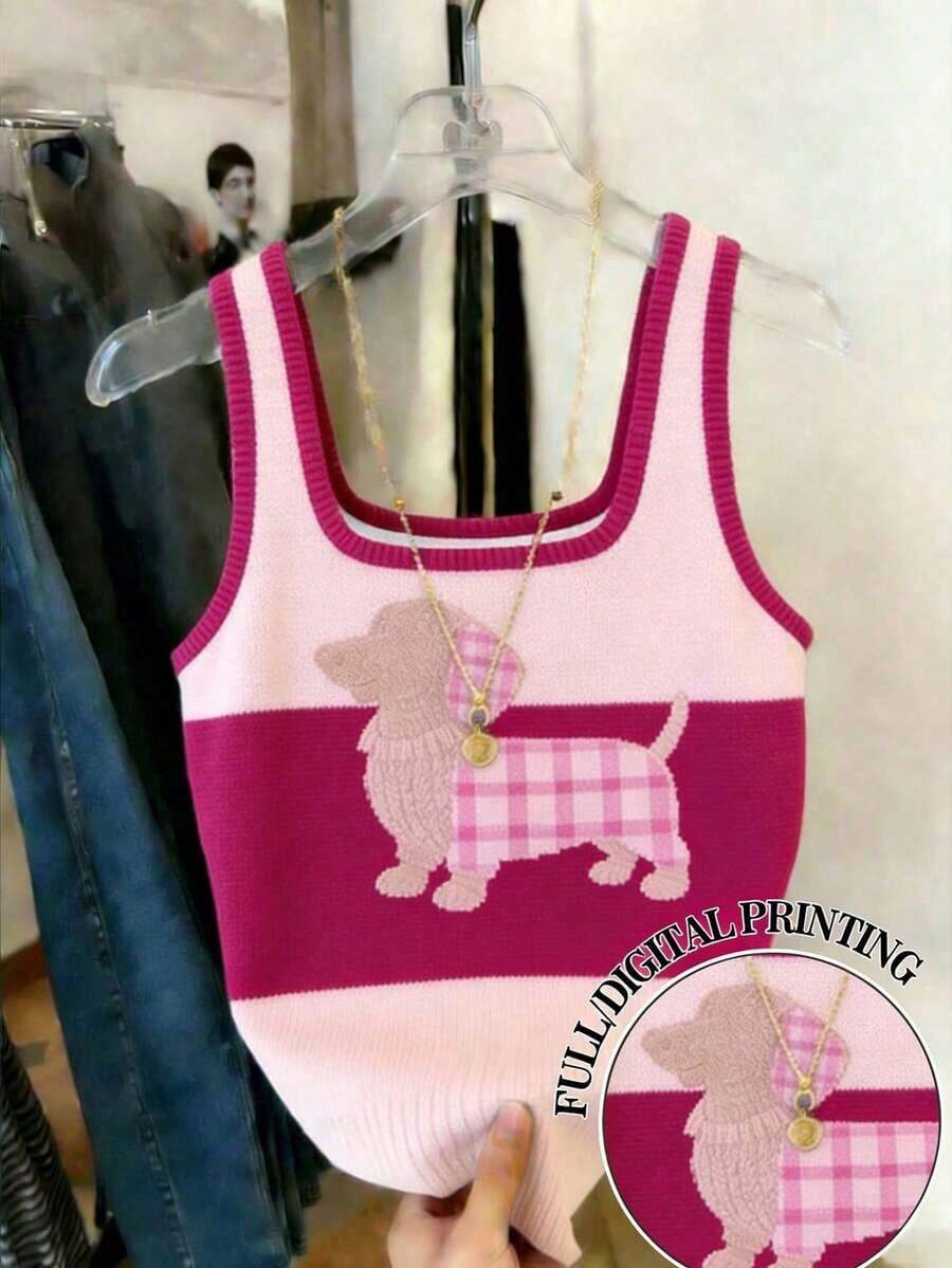 Camiseta ajustada con estampado de lunares para mujer, talla grande vendida - Rojo - Ver 1
