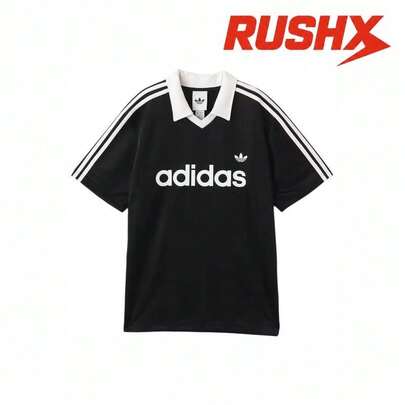 Adidas ストライプ柄の快適なショートスリーブニットTシャツ Tシャツ ユニセックス