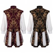 Men Cosplay Clothing - High-end Medieval Court Set In Red (in Stock) - View 3