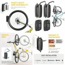 MonTEK - Soporte de pared giratorio para bicicleta, perchas cochera y soporte vertical para bicicleta que ahorra espacio para cochera y partamento, gancho de almacenamiento - rojo - Ver 1