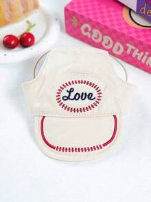 1pc Pet Sun Hat For Small Dogs, Poodle, Teddy, Bichon Frise, Pet Accessories, Love Baseball Cap, Spring/Summer - Multicolor - View 2