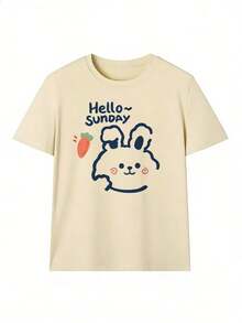 Cute And Relaxed Style Short Sleeve T-Shirt, Fashionable Short Sleeve T-Shirt For Spring And Summer 2026, Made In Mexico, 180 Grams. Cartoon Print, Couple Design, Suitable For Indoor Or Outdoor Wear. Crew Neck, Unisex, Ideal For Office And Leisure. One-Piece Pack. - APR-P631577SLNDXZGY487 - 查看 2