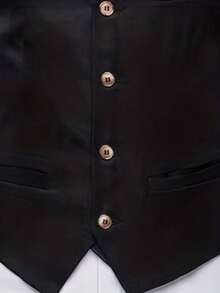 4-Button New Suit Vest For Men, Groomsmen Formal Attire, Business Casual Lightweight Waistcoat, Korean Style - Black - View 7