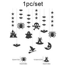 1 Set Of 10 Halloween Bunting Garlands, Party Backdrop Wall Decor Banner With Pumpkin, Bat, Ghost, Spider, Skull Hanging Ornaments - Multicolor - View 3